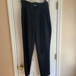 Express long paper bag ankle high rise black pants